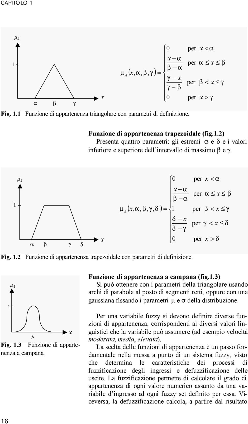 2) Presenta quattro parametri: gli estremi α e δ e i valori inferiore e superiore dell intervallo di massimo β e γ.