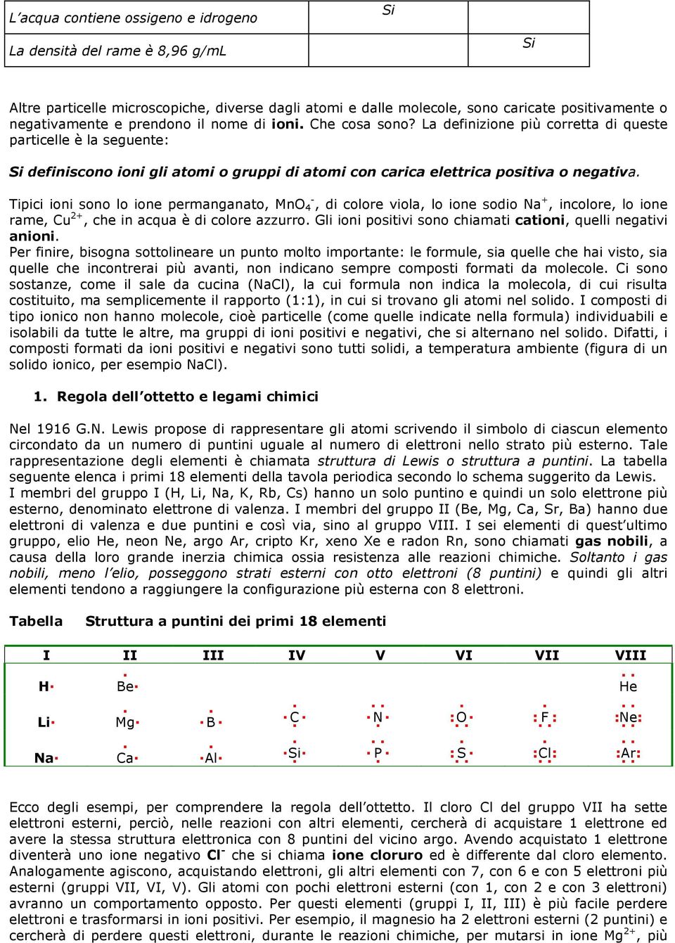 La definizione più corretta di queste particelle è la seguente: definiscono ioni gli atomi o gruppi di atomi con carica elettrica positiva o negativa Tipici ioni sono lo ione permanganato, MnO 4 -,