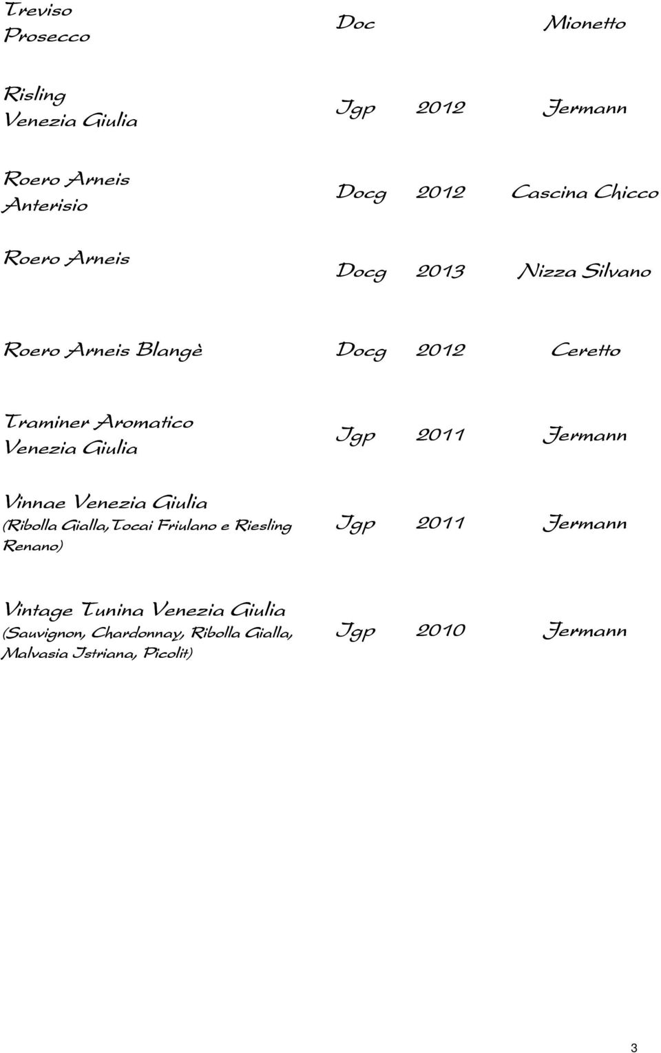 Giulia Vinnae Venezia Giulia (Ribolla Gialla,Tocai Friulano e Riesling Renano) Igp 2011 Jermann Igp 2011 Jermann