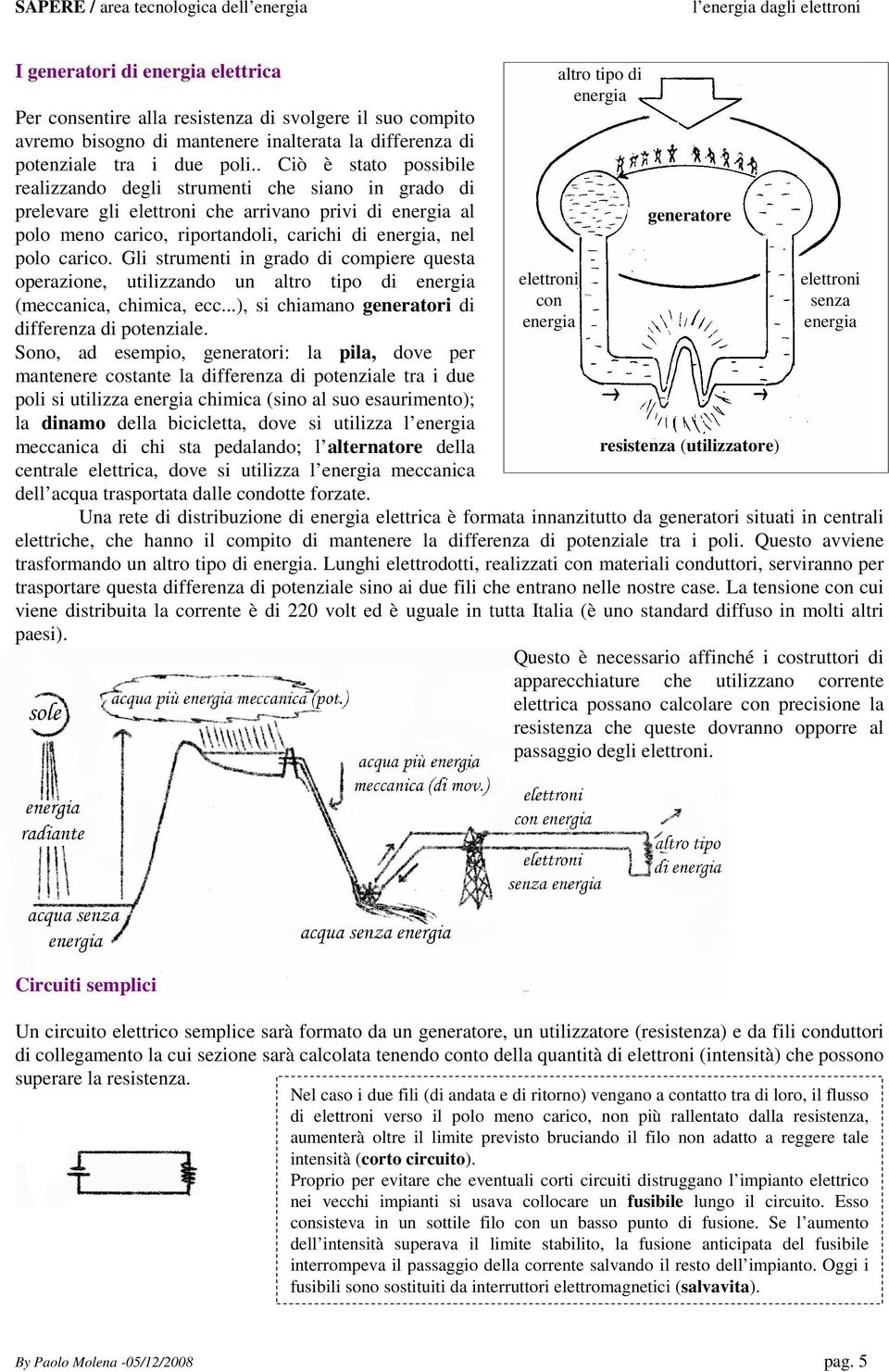 Gli strumenti in grado di compiere questa operazione, utilizzando un altro tipo di energia (meccanica, chimica, ecc...), si chiamano generatori di differenza di potenziale.