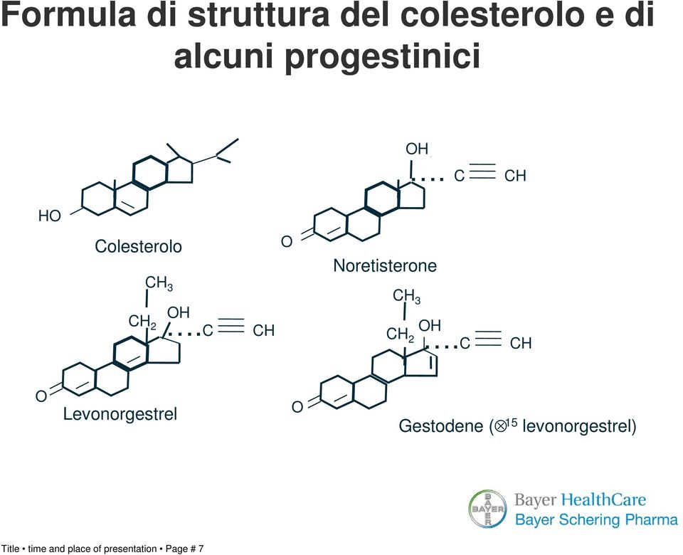 C CH HO Colesterolo O Noretisterone CH 3 CH 2 OH.