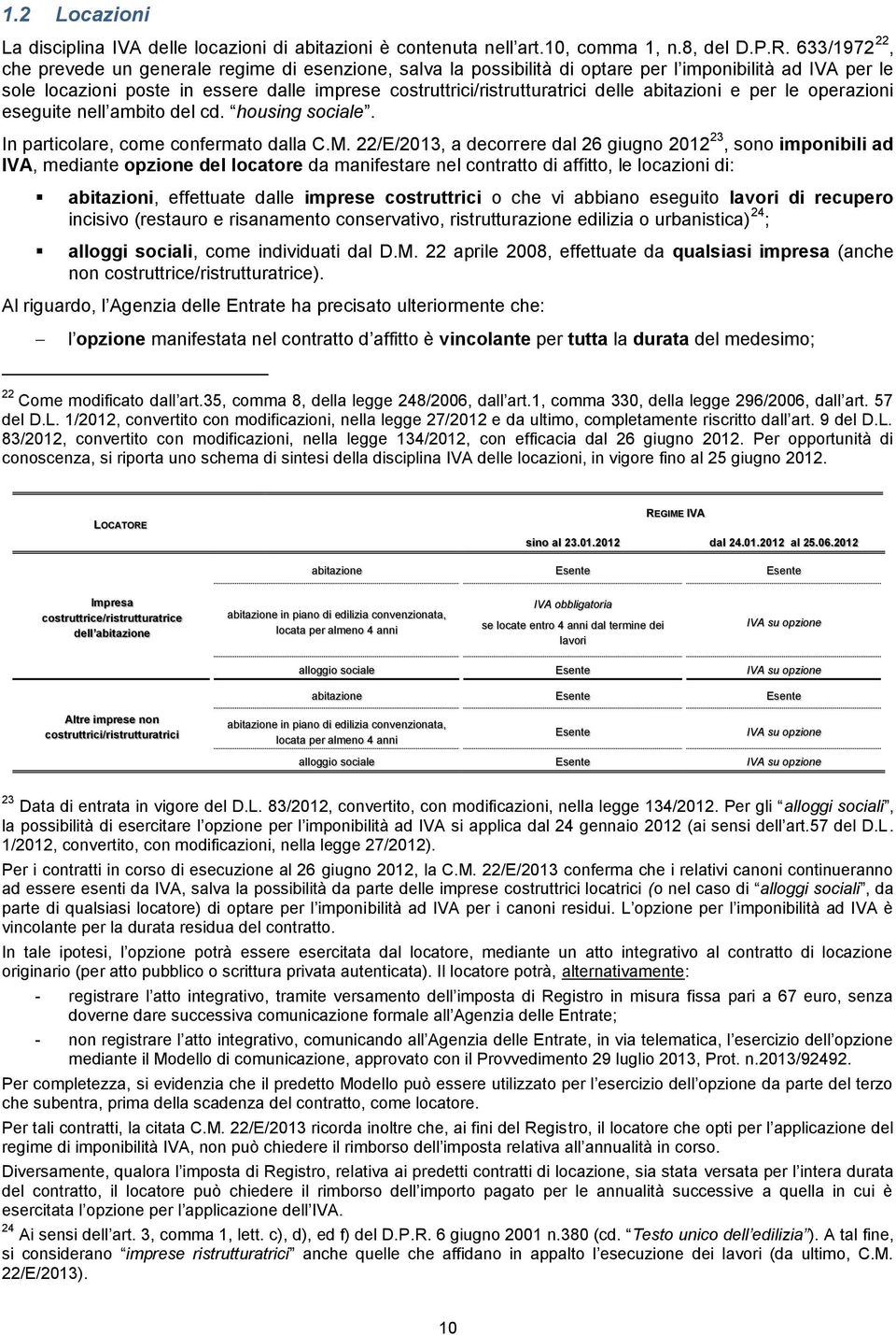 delle abitazioni e per le operazioni eseguite nell ambito del cd. housing sociale. In particolare, come confermato dalla C.M.