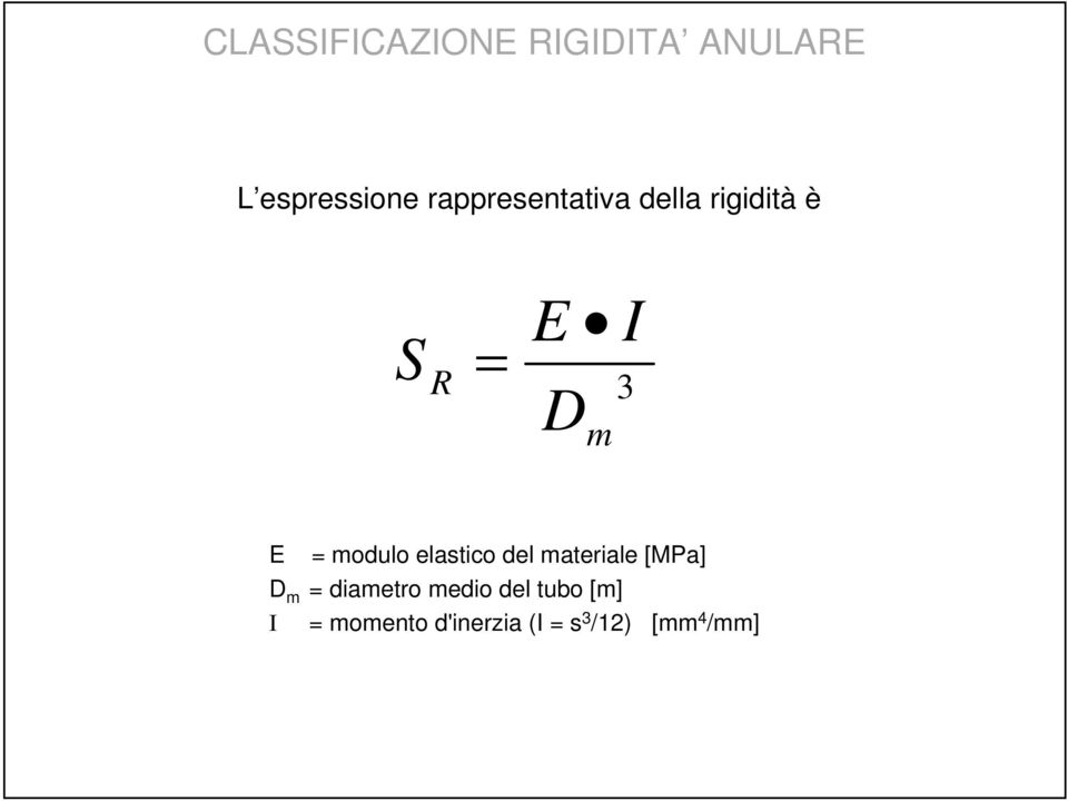 rappresentativa della rigidità è S R = E I D 3 m E = modulo