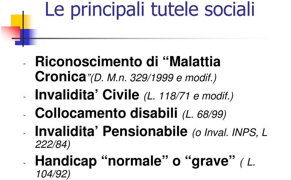 118/71 e modif.) - Collocamento disabili (L.