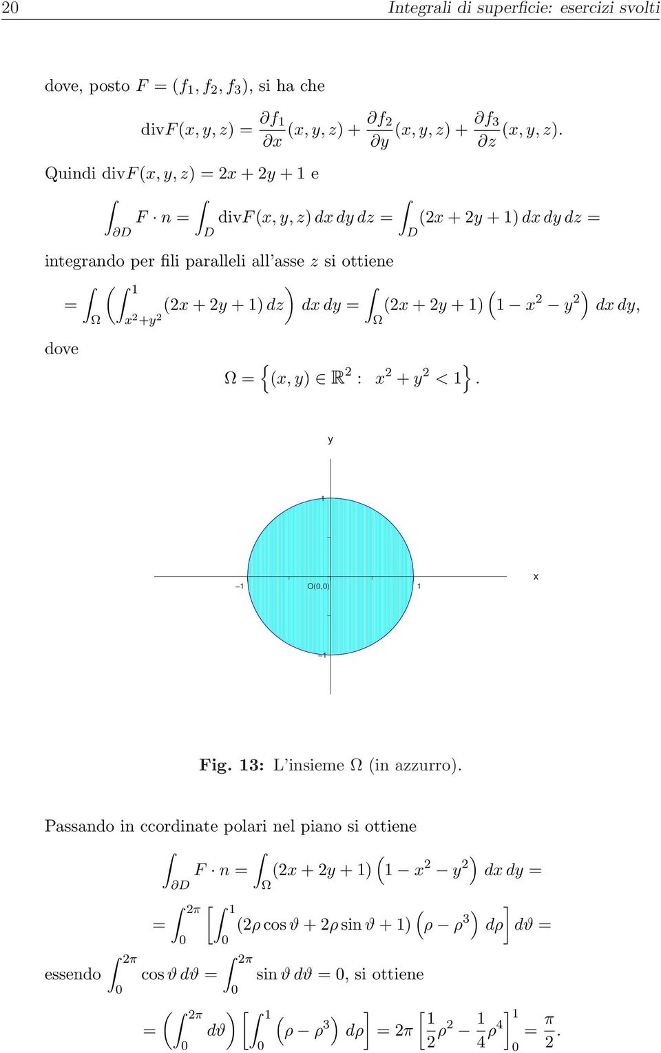 dz dx dy = x + y + x y dx dy, Ω x +y Ω dove Ω = x, y R : x + y <. y O, x Fig. 3: L insieme Ω in azzurro.