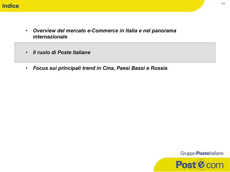 Il ruolo di Poste Italiane Focus sui