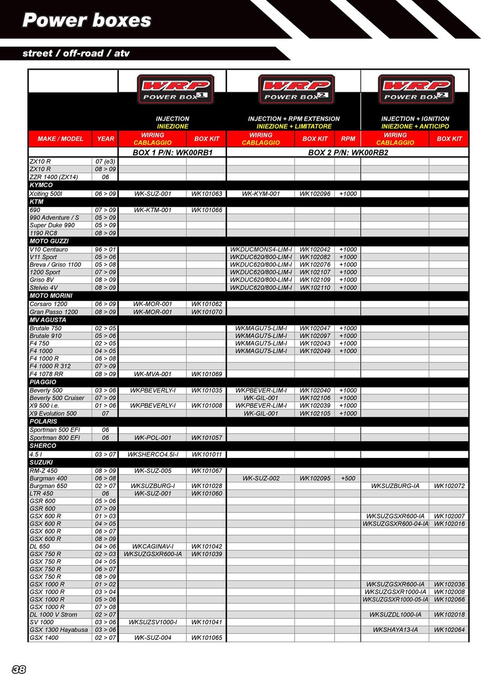 MOTO GUZZI V10 Centauro 96 > 01 WKDUCMONS4-LIM-I WK102042 +1000 V11 Sport 05 > 06 WKDUC620/800-LIM-I WK102082 +1000 Breva / Griso 1100 05 > 08 WKDUC620/800-LIM-I WK102076 +1000 1200 Sport 07 > 09