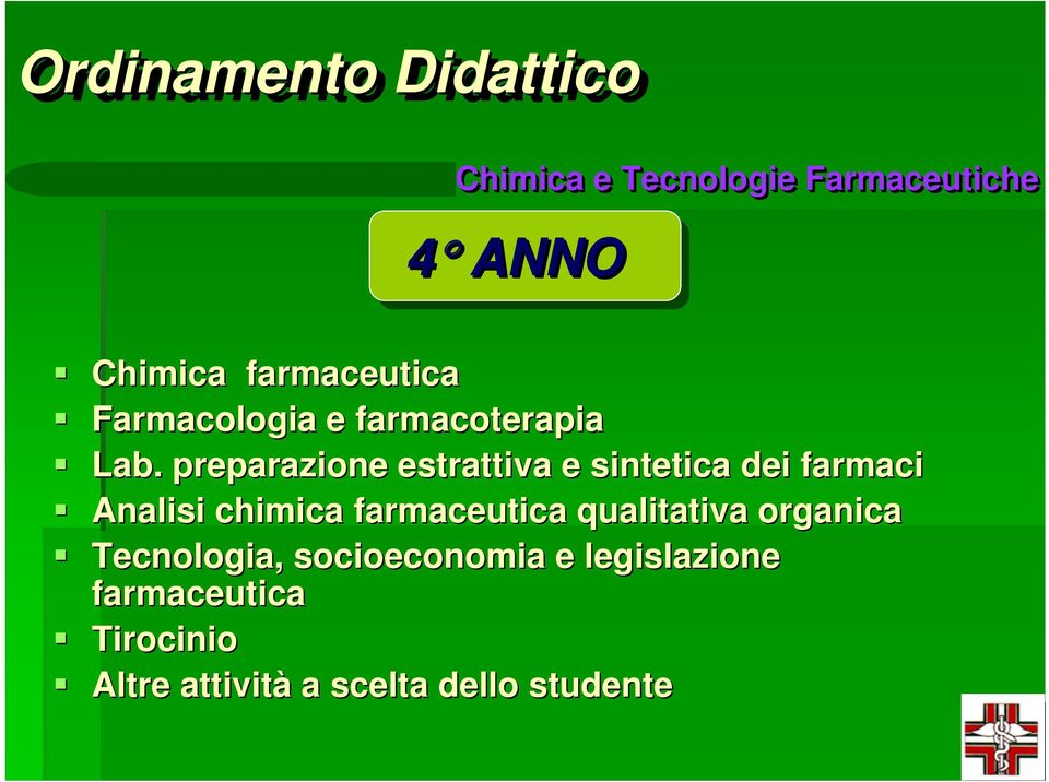 preparazione estrattiva e sintetica dei farmaci Analisi chimica farmaceutica