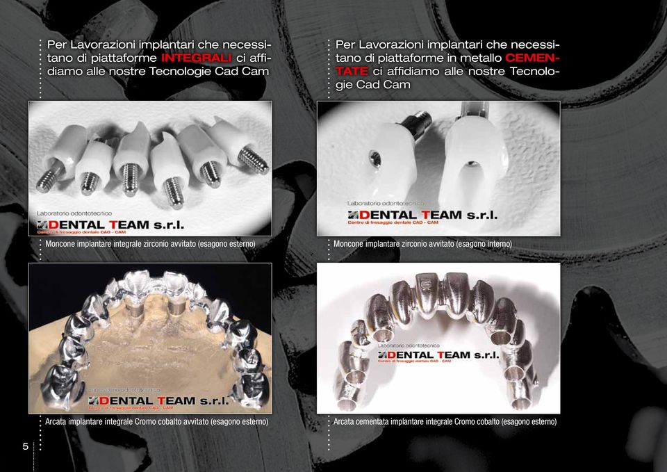 Moncone implantare integrale zirconio avvitato (esagono esterno) Moncone implantare zirconio avvitato (esagono interno)