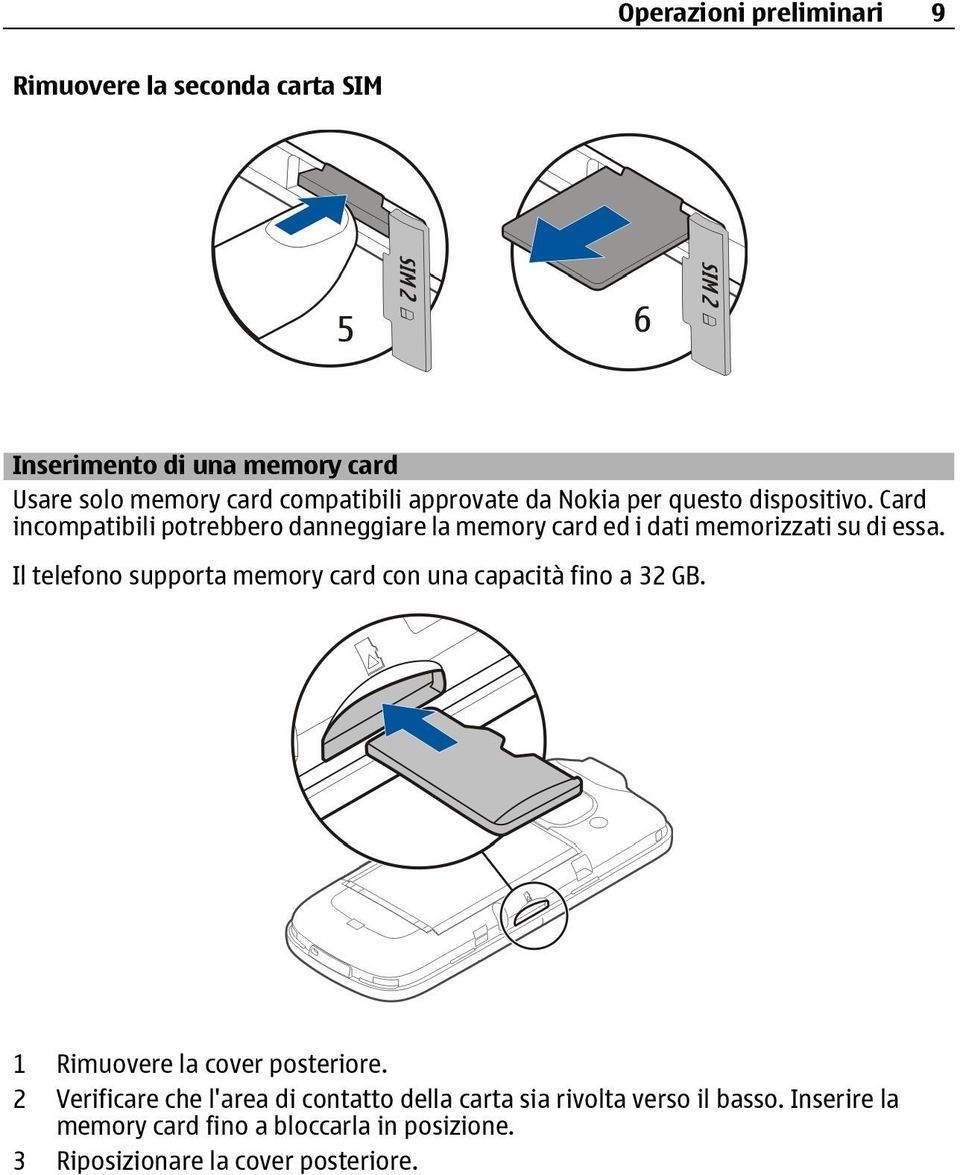 Card incompatibili potrebbero danneggiare la memory card ed i dati memorizzati su di essa.