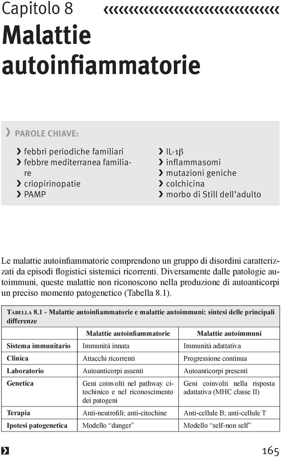 TABELLA differenze Malattie autoimmuni Sistema immunitario Immunità innata Immunità adattativa Clinica Attacchi ricorrenti Progressione continua Autoanticorpi assenti Autoanticorpi presenti