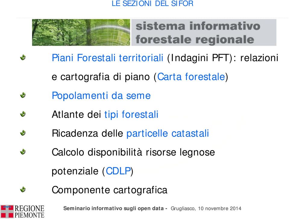 seme Atlante dei tipi forestali Ricadenza delle particelle catastali