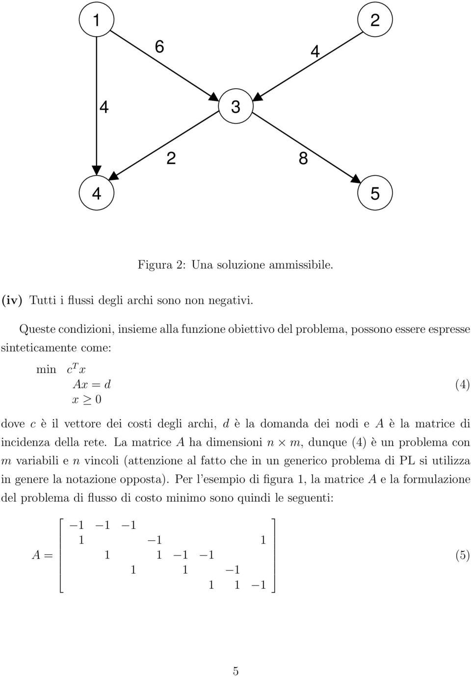 degli archi, d è la domanda dei nodi e A è la matrice di incidenza della rete.