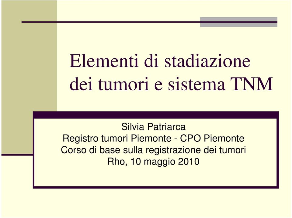 tumori Piemonte - CPO Piemonte Corso di