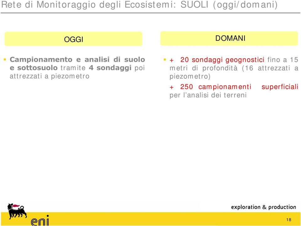 attrezzati a piezometro + 20 sondaggi geognostici fino a 15 metri di