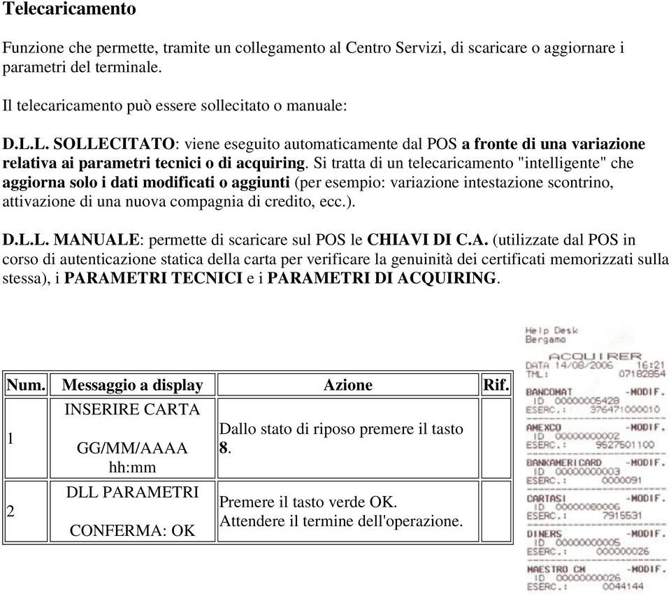 Si tratta di un telecaricamento "intelligente" che aggiorna solo i dati modificati o aggiunti (per esempio: variazione intestazione scontrino, attivazione di una nuova compagnia di credito, ecc.). D.