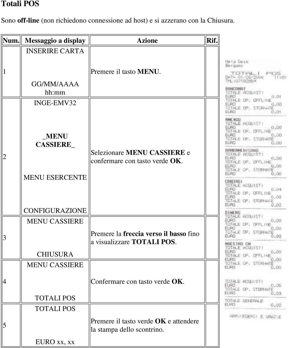 INGE-EMV3 _MENU CASSIERE_ MENU ESERCENTE Selezionare MENU CASSIERE e confermare con tasto verde OK.