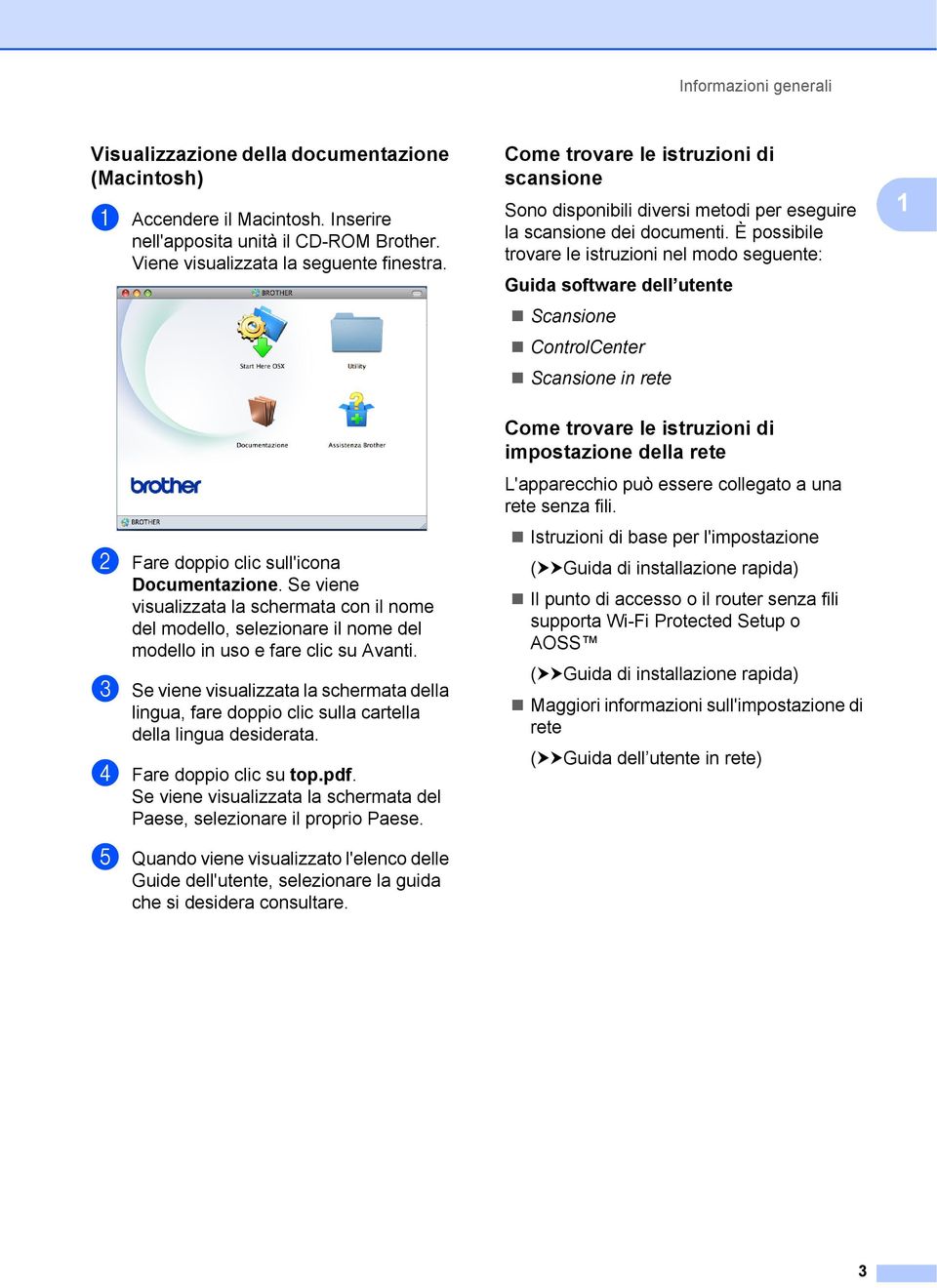 È possibile trovare le istruzioni nel modo seguente: Guida software dell utente Scansione ControlCenter Scansione in rete 1 b Fare doppio clic sull'icona Documentazione.