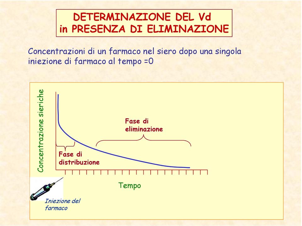 iniezione di farmaco al tempo =0 Concentrazione sieriche