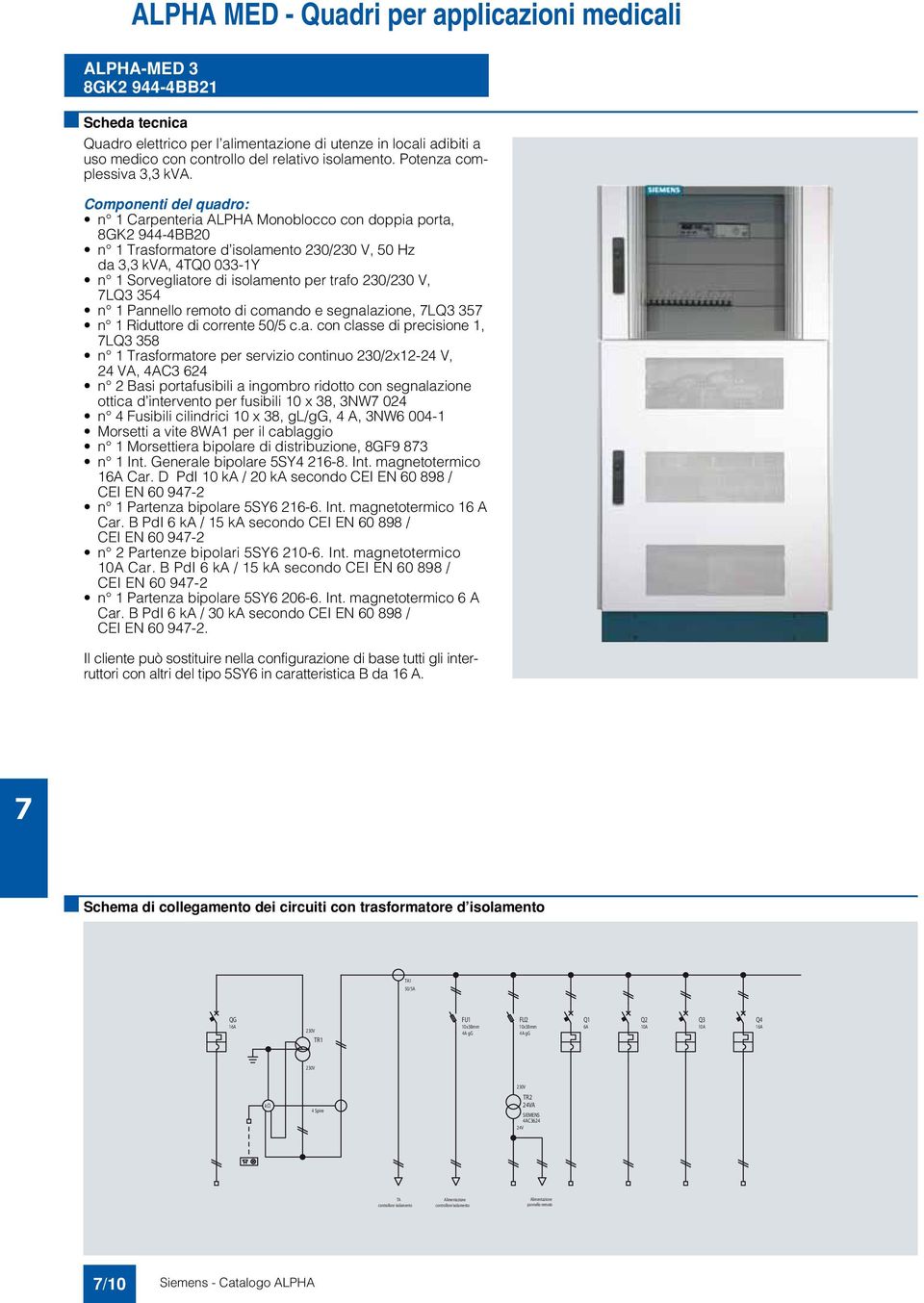 trafo 230/230 V, LQ3 354 n 1 Pannello remoto di comando e segnalazione, LQ3 35 n 1 Riduttore di corrente 50/5 c.a. con classe di precisione 1, LQ3 358 n 1 Trasformatore per servizio continuo