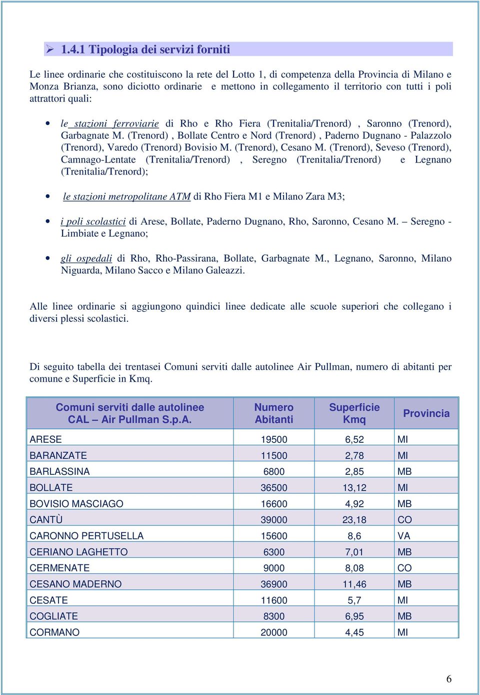 (Trenord), Bollate Centro e Nord (Trenord), Paderno Dugnano - Palazzolo (Trenord), Varedo (Trenord) Bovisio M. (Trenord), Cesano M.