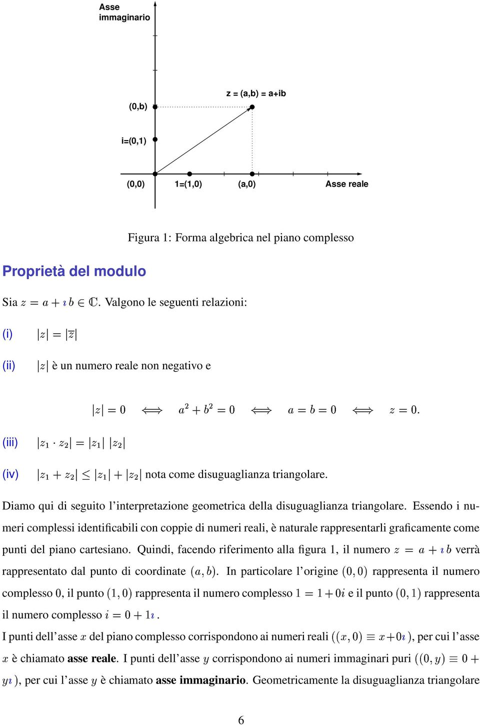 numeri complessi identificabili con coppie di numeri reali, è naturale rappresentarli graficamente come punti del piano cartesiano Quindi, facendo riferimento alla figura 1, il numero verrà