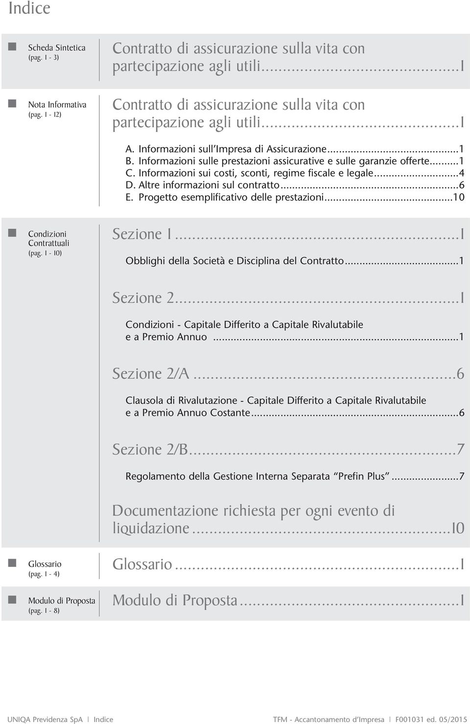 ..1 C. Informazioni sui costi, sconti, regime fiscale e legale...4 D. Altre informazioni sul contratto...6 E. Progetto esemplificativo delle prestazioni...10 Condizioni Contrattuali (pag.