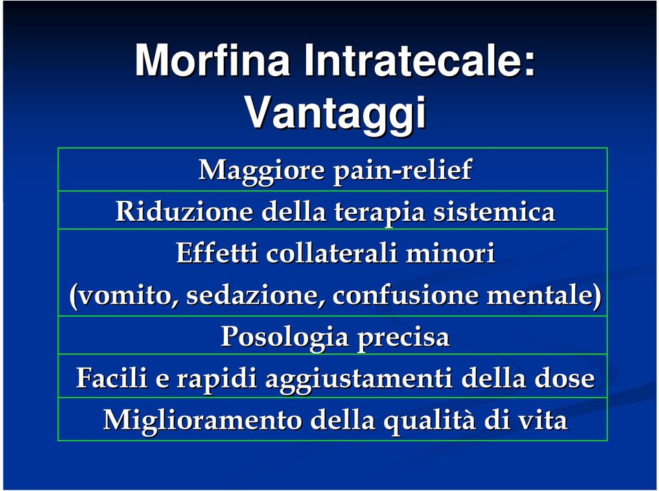 sedazione, confusione mentale) Posologia precisa Facili e