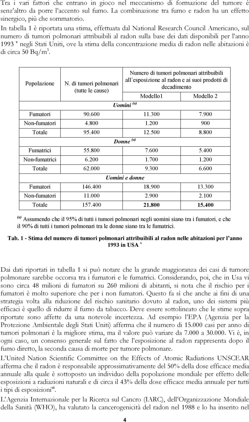 Stati Uniti, ove la stima della concentrazione media di radon nelle abitazioni è di circa 50 Bq/m 3. Popolazione N.