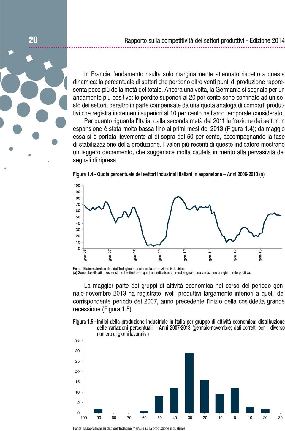 Ancora una volta, la Germania si segnala per un andamento più positivo: le perdite superiori al 2 per cento sono confinate ad un sesto dei settori, peraltro in parte compensate da una quota analoga