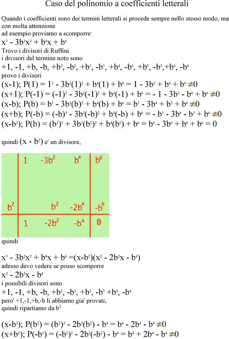 4 (1) + b 6 = 1-3b 2 + b 4 + b 6 0 (x+1); P(-1) = (-1) 3-3b 2 (-1) 2 + b 4 (-1) + b 6 = - 1-3b 2 - b 4 + b 6 0 (x-b); P(b) = b 3-3b 2 (b) 2 + b 4 (b) + b 6 = b 3-3b 4 + b 5 + b 6 0 (x+b); P(-b) =