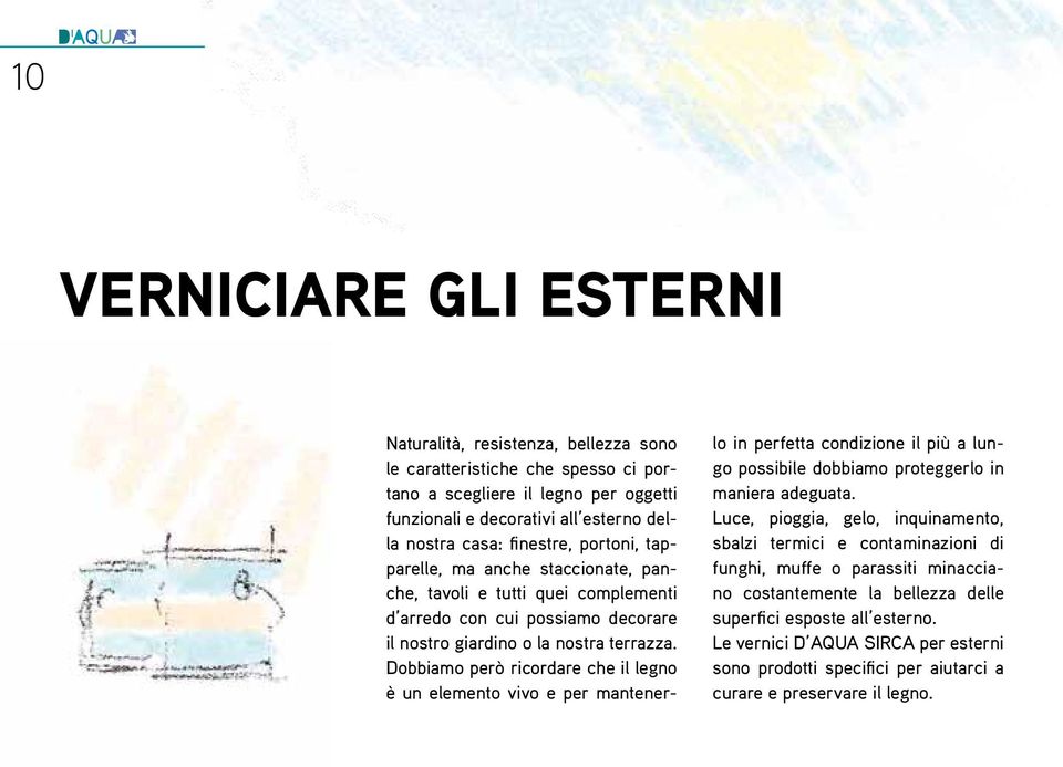 Dobbiamo però ricordare che il legno è un elemento vivo e per mantenerlo in perfetta condizione il più a lungo possibile dobbiamo proteggerlo in maniera adeguata.