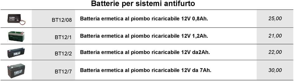 25,00 BT12/1 Batteria ermetica al piombo ricaricabile 12V 1,2Ah.