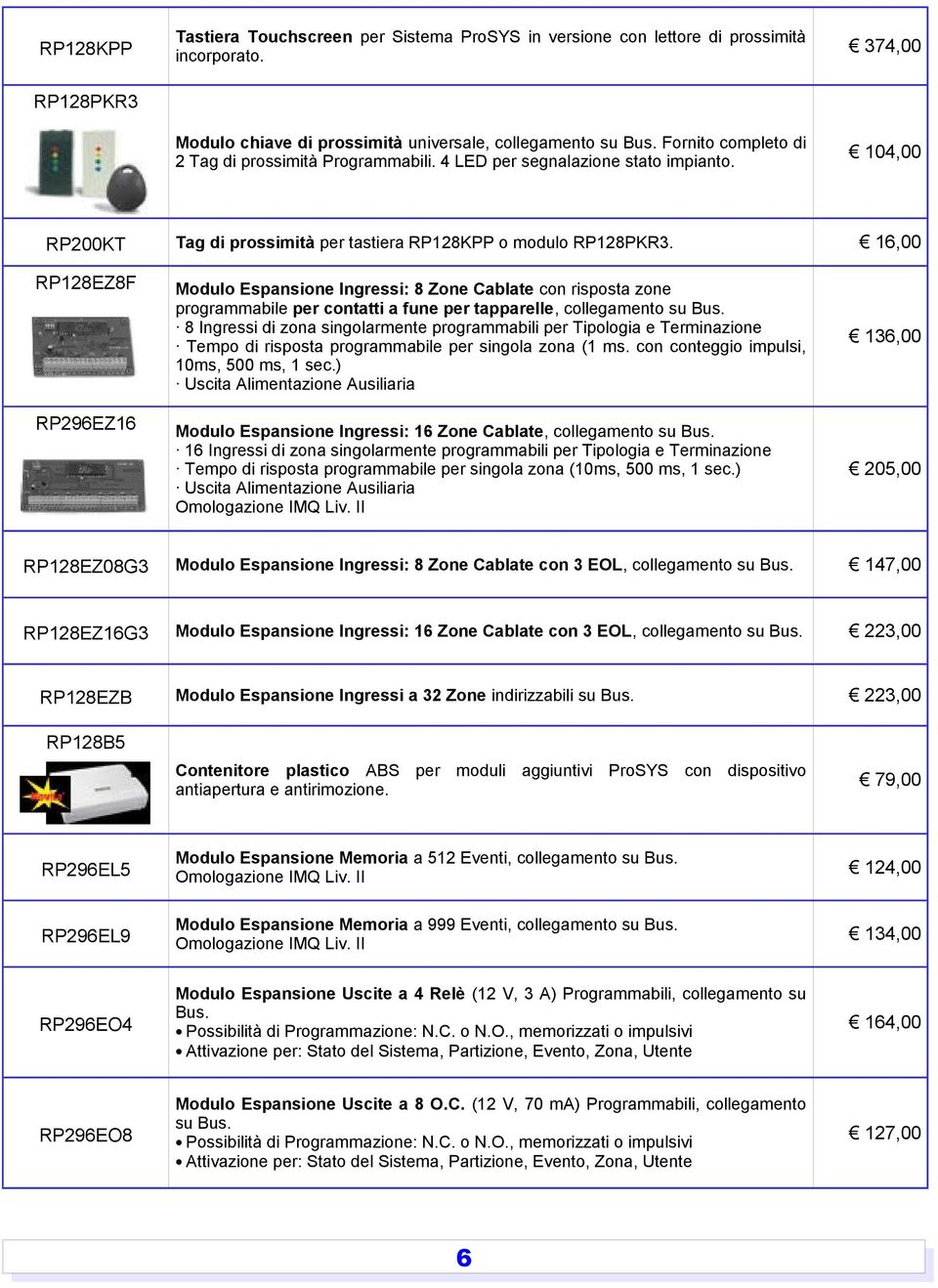 ,00 Modulo Espansione Ingressi: 8 Zone Cablate con risposta zone programmabile per contatti a fune per tapparelle, collegamento su Bus.