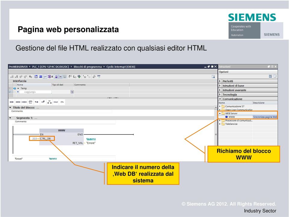 editor HTML Indicare il numero della Web