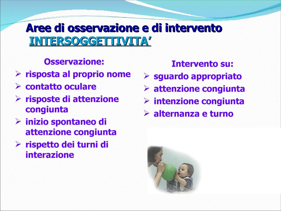 spontaneo di attenzione congiunta rispetto dei turni di interazione Intervento