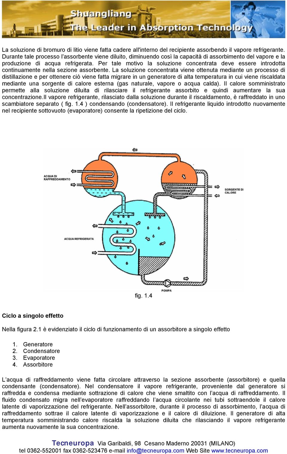 Per tale motivo la soluzione concentrata deve essere introdotta continuamente nella sezione assorbente.