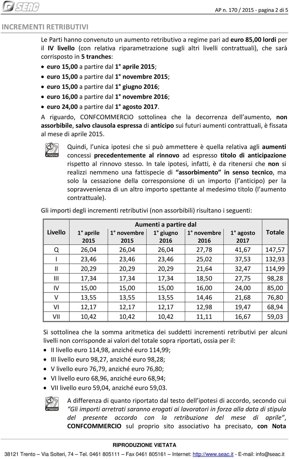 corrisposto in 5 tranches: euro 15,00 a partire dal 1 aprile ; euro 15,00 a partire dal ; euro 15,00 a partire dal 1 giugno ; euro 16,00 a partire dal ; euro 24,00 a partire dal 1 agosto 2017.