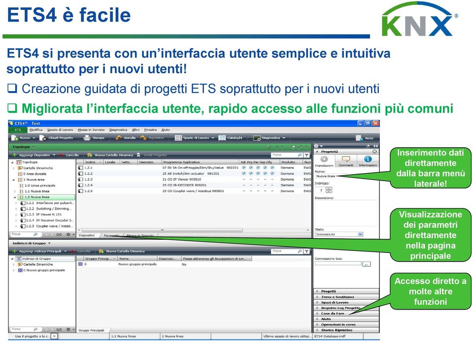 Creazione guidata di progetti ETS soprattutto per i nuovi utenti Migliorata l interfaccia utente,