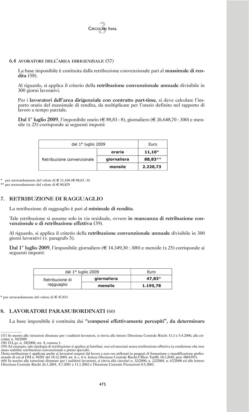 Per i lavoratori dell area dirigenziale con contratto part-time, si deve calcolare l importo orario del massimale di rendita, da moltiplicare per l orario definito nel rapporto di lavoro a tempo