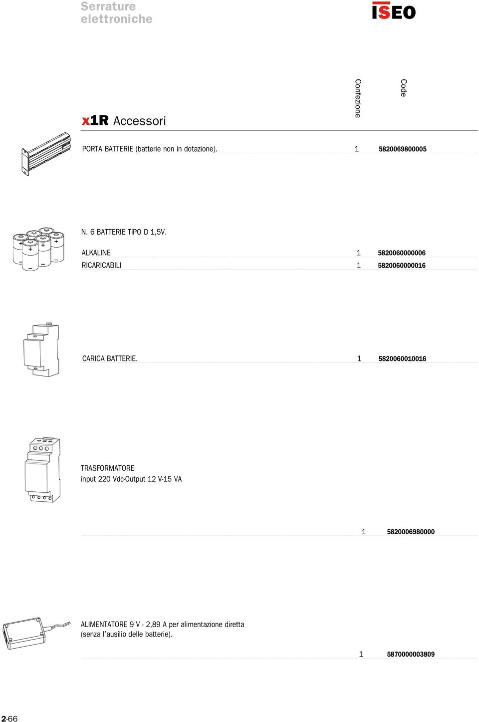 alkaline 1 5820060000006 ricaricabili 1 5820060000016 Carica batterie.