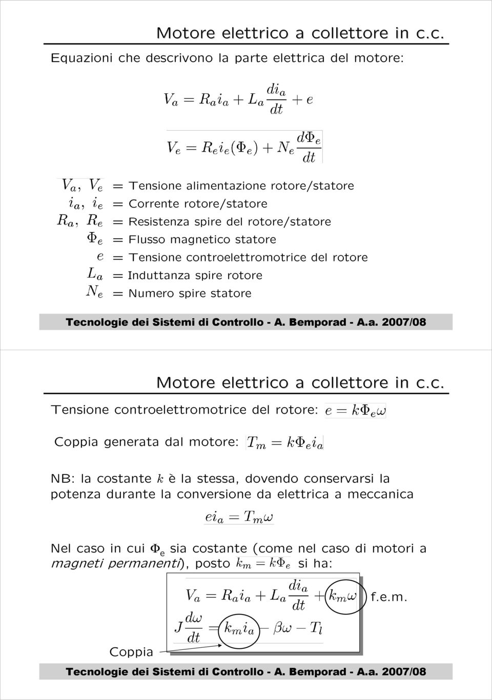 spire del rotore/statore = Flusso magnetico statore = Tensione controelettromotrice del rotore = Induttanza spire rotore = Numero spire statore  a collettore in