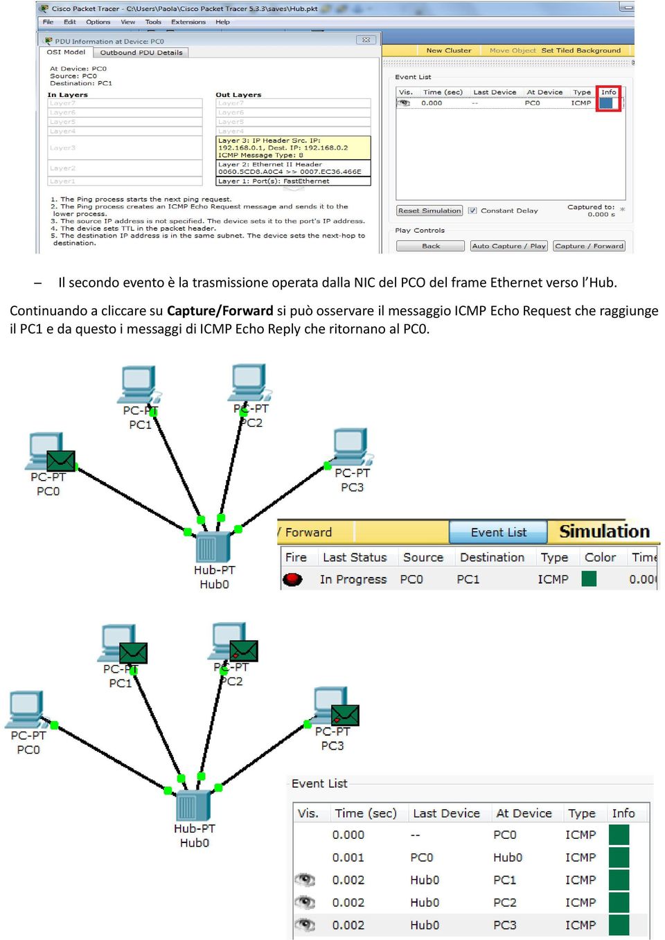 Continuando a cliccare su Capture/Forward si può osservare il