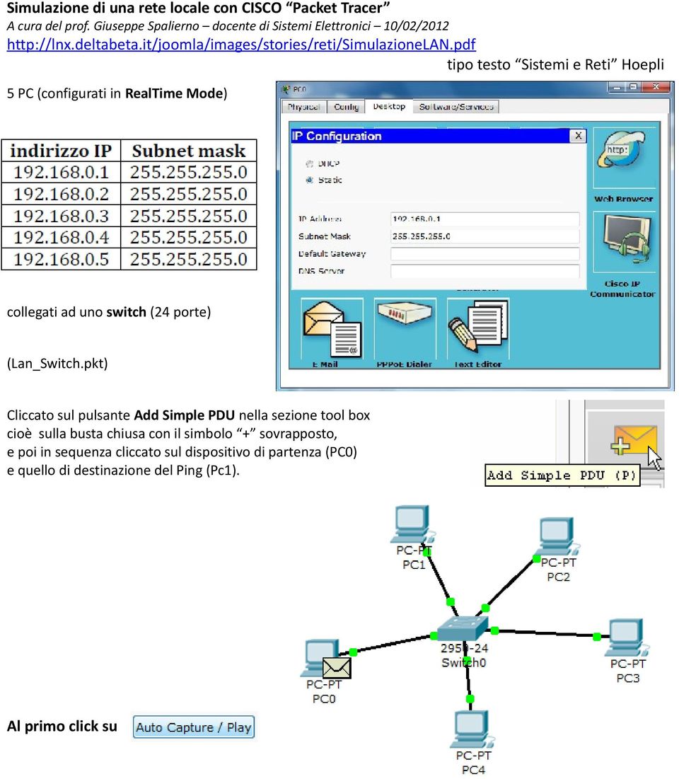 pdf tipo testo Sistemi e Reti Hoepli 5 PC (configurati in RealTime Mode) collegati ad uno switch (24 porte) (Lan_Switch.