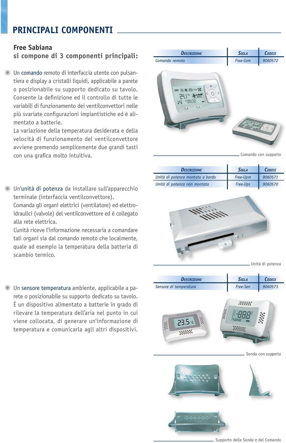 Consente la definizione ed il controllo di tutte le variabili di funzionamento dei ventilconvettori nelle più svariate configurazioni impiantistiche ed è alimentato a batterie.