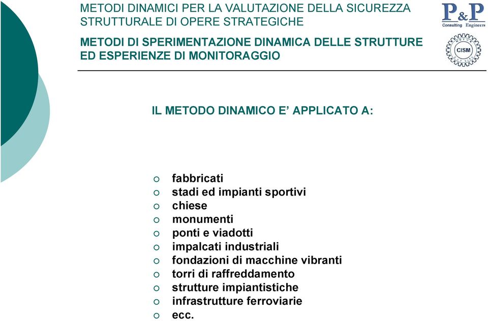 impalcati industriali fondazioni di macchine vibranti torri