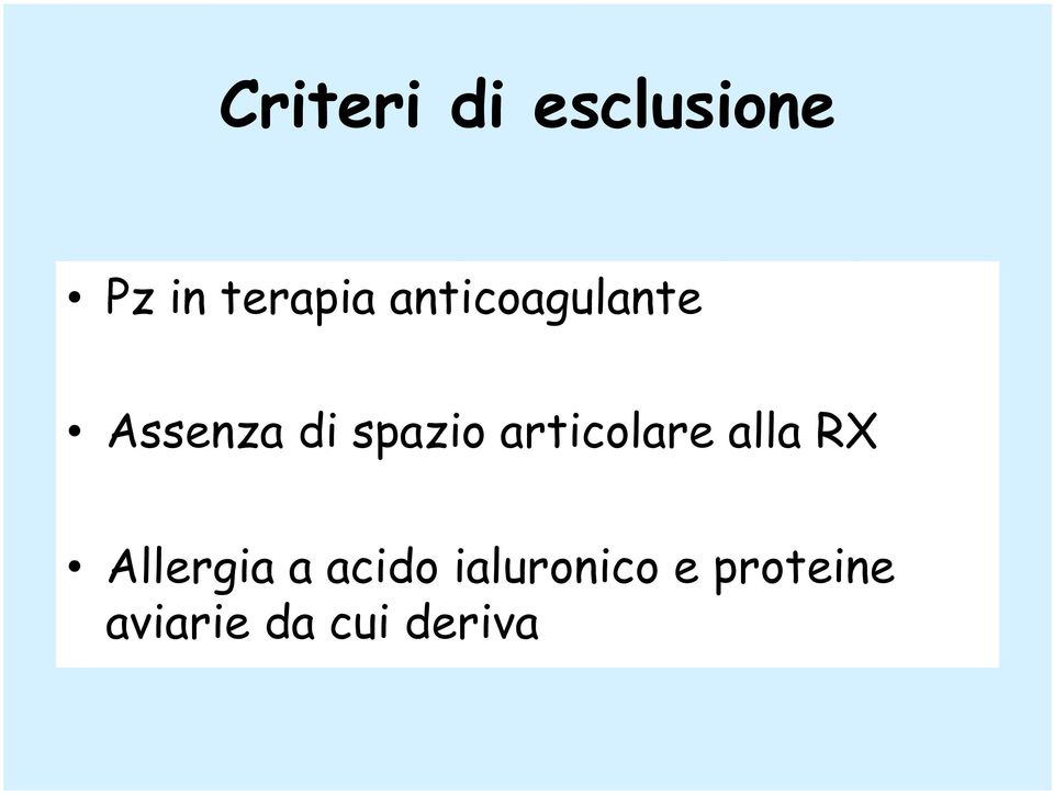 articolare alla RX Allergia a acido