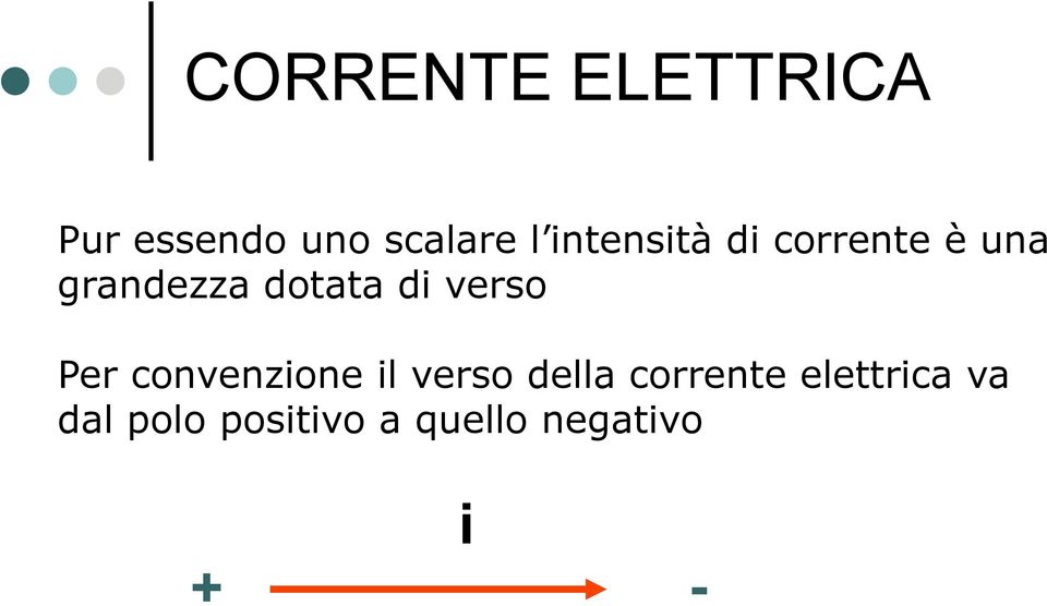 verso Per convenzione il verso della corrente