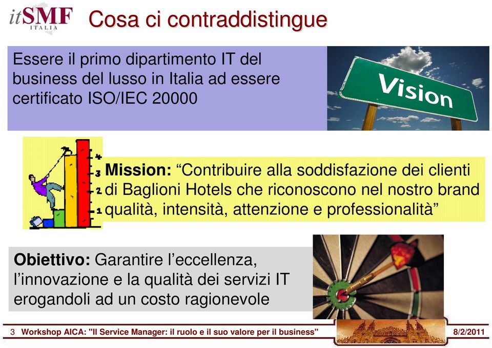 qualità, intensità, attenzione e professionalità Obiettivo: Garantire l eccellenza, l innovazione e la qualità dei