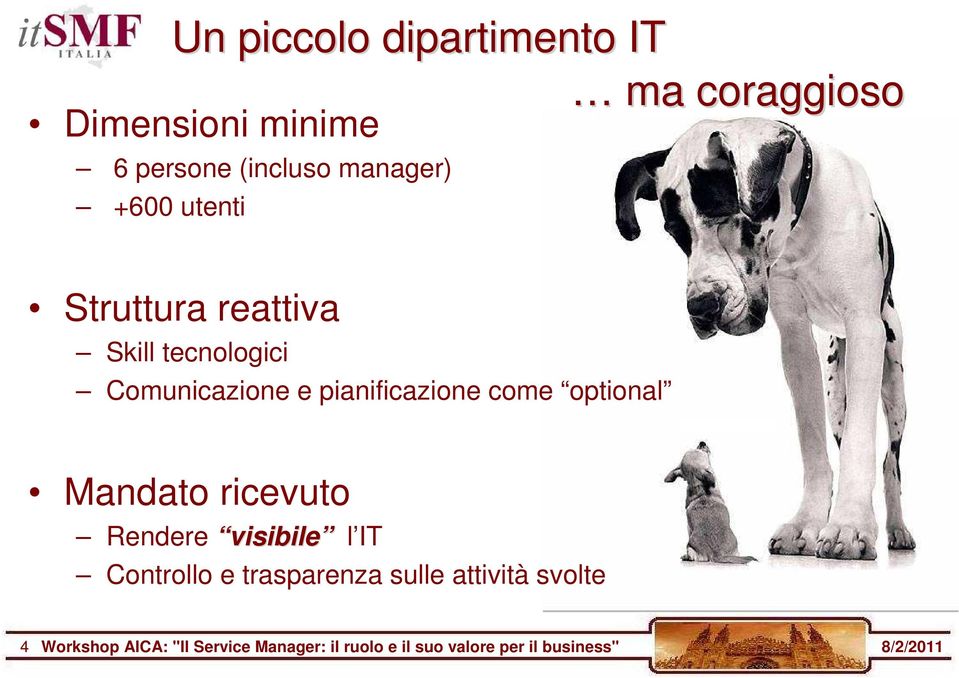 optional Mandato ricevuto Rendere visibile l IT Controllo e trasparenza sulle attività